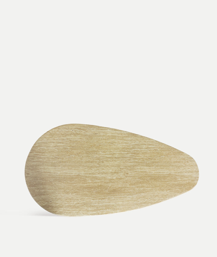 COFFEE TABLE with beige marble top and black grambois base