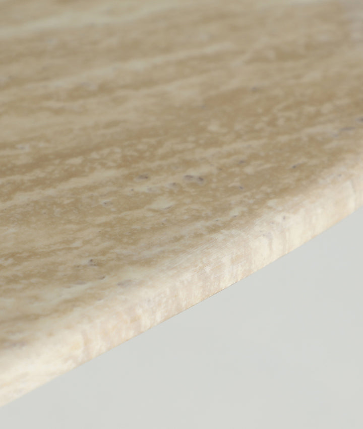 COFFEE TABLE with beige marble top and black grambois base