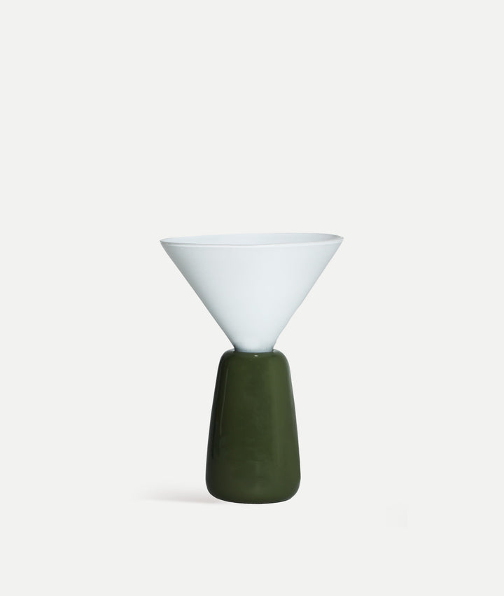 MONTALCINO Table Lamp in Elegant White and Green Glass