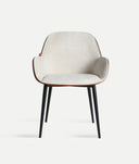 Chaise Beesd bois naturel et tapisserie gris