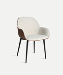 Chaise Beesd bois naturel et tapisserie gris