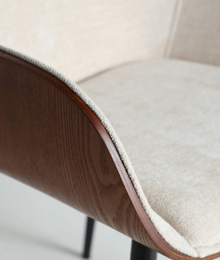 Beesd chair natural wood and grey upholstery