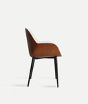 Chaise Beesd bois naturel et tapisserie gris