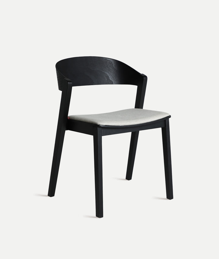 Chaise Borken bois coloris noir et tapissé gris
