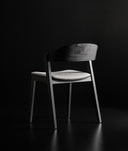 Chaise Borken bois coloris noir et tapissé gris
