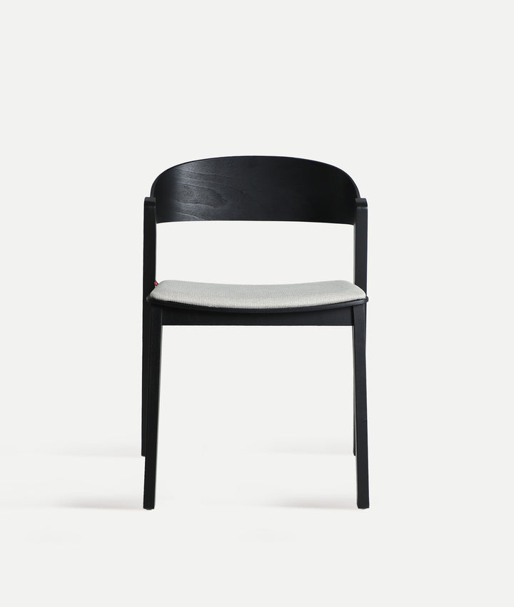 Chaise Borken bois coloris noir et tapissé gris