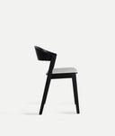 Chaise Borken bois coloris noir et tapissé gris