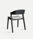 Chaise Borken bois coloris noir et tapissé gris