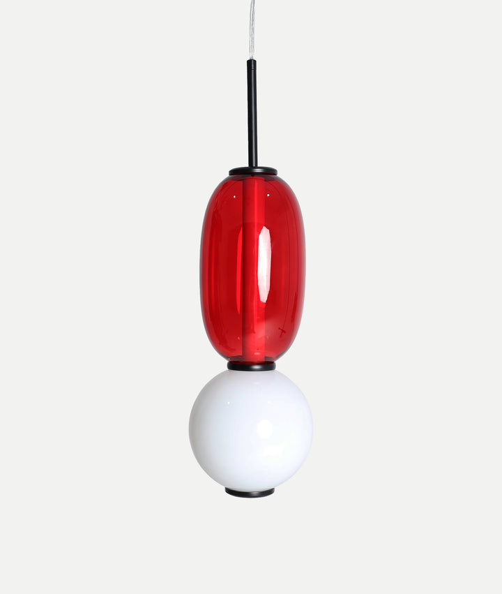 LARISA CEILING LAMP, luminous sculpture in red and white