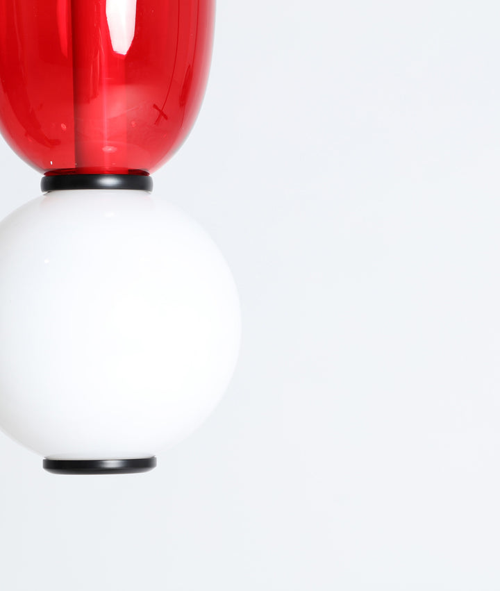 LARISA CEILING LAMP, luminous sculpture in red and white