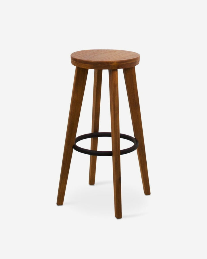 Taburete de bar madera con aro de hierro, foto de producto
