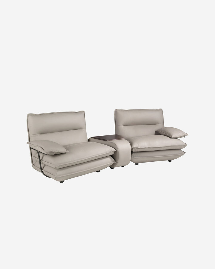 Sofá 2 plazas piel gris taupe, foto de producto