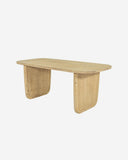 Mesa de comedor rectangular de madera maciza natural con base maciza curva, 180 x 90 cm, foto de producto