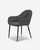 Silla tapizada en tela gris oscuro y patas de metal, foto de producto