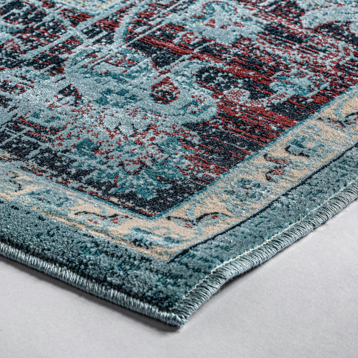 Alfombra de viscosa en color turquesa – detalle