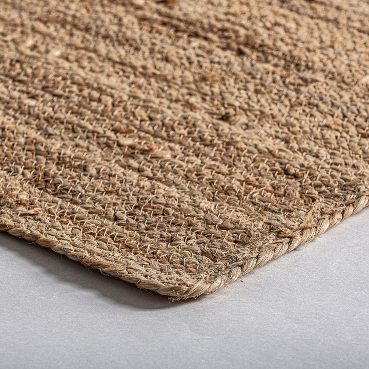 Alfombra de yute y algodón en tonos marrones 340 x 240 cm – detalle