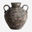 Ánfora decorativa de terracota en tonos oscuros