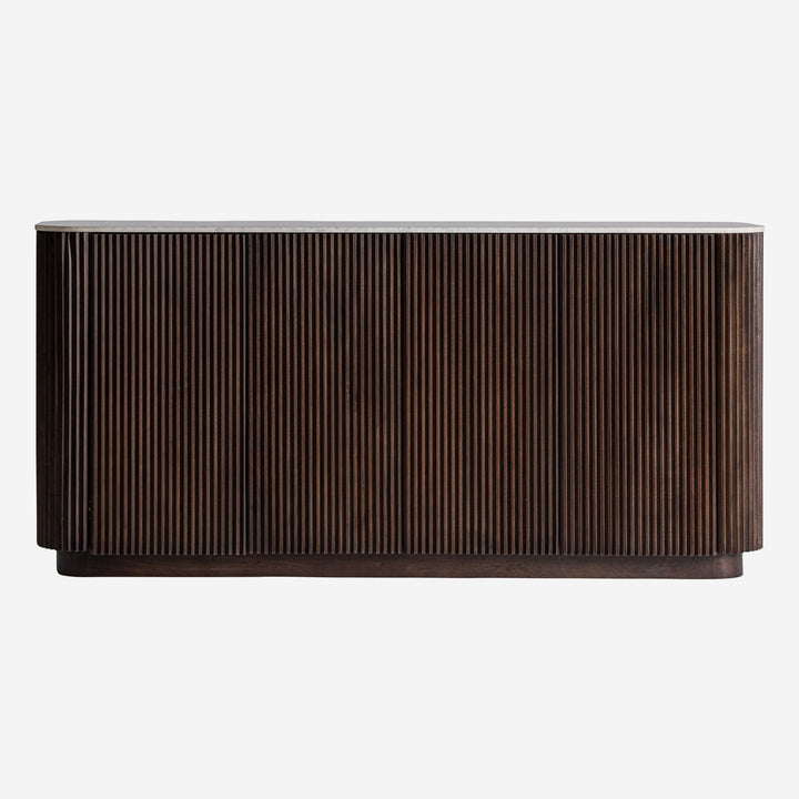 Aparador de madera de mango y mármol en color marrón 200 x 45 x 96 cm