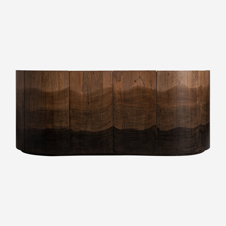 Aparador de madera de mango y mármol en tonos marrones