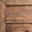 Aparador de madera de pino reciclado en color marrón envejecido – detalle