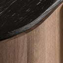 Aparador de madera de roble y mármol en color marrón claro 240 x 62 x 56 cm – detalle