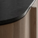 Aparador de madera de roble y mármol en color marrón claro 240 x 62 x 73 cm – detalle
