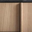Aparador de madera de roble y mármol en color marrón claro 240 x 62 x 73 cm – detalle