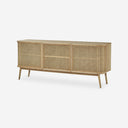 Aparador de madera maciza natural, 175 cm sobre fondo gris de estudio