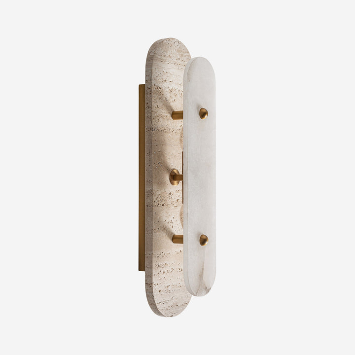Aplique de pared de travertino y alabastro en color beige
