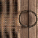 Armario de madera de mango y mimbre en color marrón – detalle