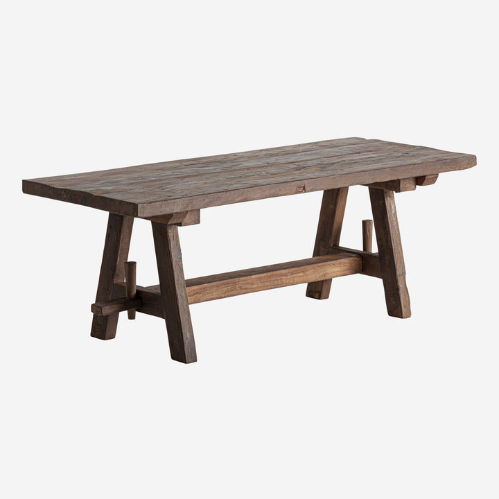 Banco de madera de mango reciclada en color marrón envejecido