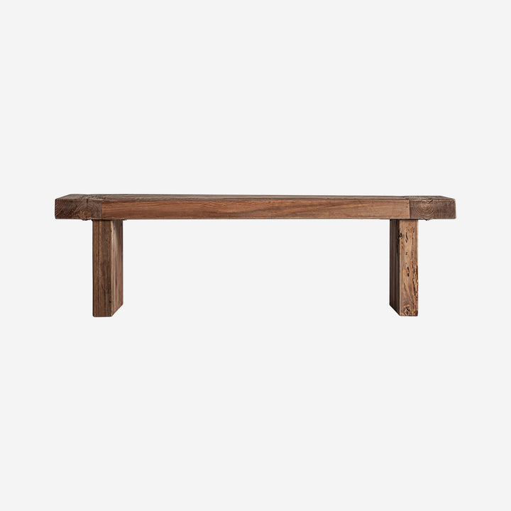 Banco de madera de pino reciclado en color marrón envejecido 157 x 32 x 45 cm