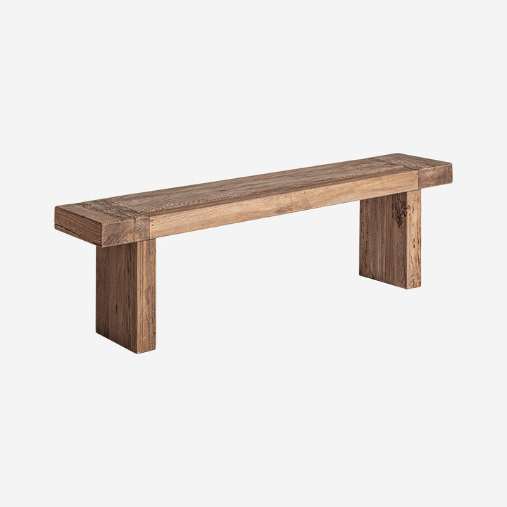 Banco de madera de pino reciclado en color marrón envejecido 157 x 32 x 45 cm
