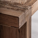 Banco de madera de pino reciclado en color marrón envejecido 157 x 32 x 45 cm – detalle