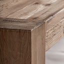 Banco de madera de pino reciclado en color marrón envejecido 220 x 40 x 44 cm – detalle