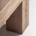 Banco de madera de pino reciclado en color marrón envejecido 220 x 40 x 44 cm – detalle