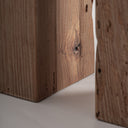 Banco de madera de pino reciclado en color marrón envejecido 220 x 40 x 44 cm – detalle