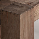 Banco de madera de pino reciclado en color marrón envejecido 220 x 40 x 44 cm – detalle