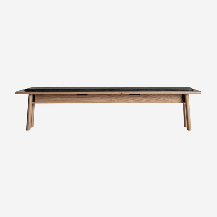 Banco de madera de roble y polipiel