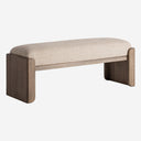 Banco de pie de cama de yute y madera de mango en color beige