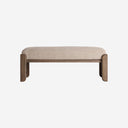 Banco de pie de cama de yute y madera de mango en color beige