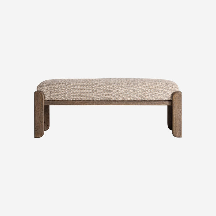 Banco de pie de cama de yute y madera de mango en color beige