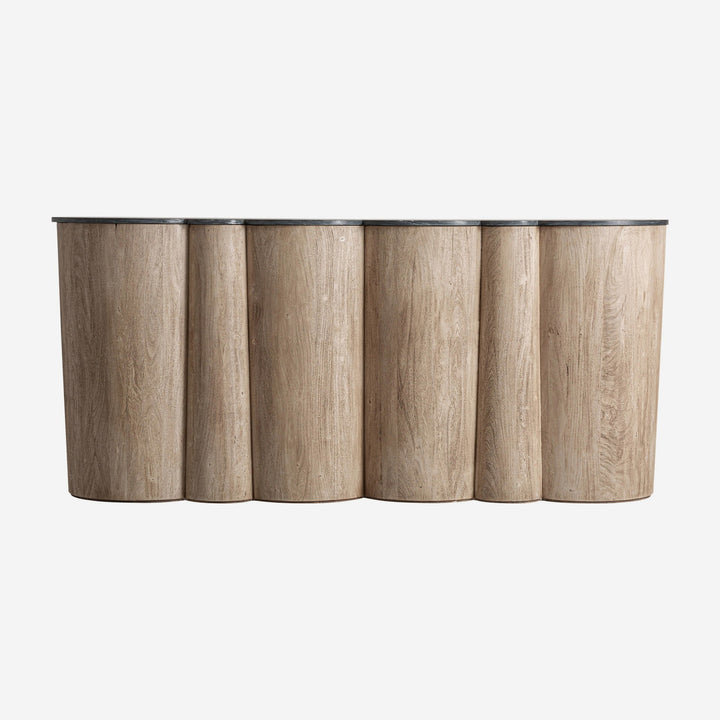 Barra de bar de madera de acacia y mármol mate en color marrón claro