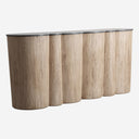 Barra de bar de madera de acacia y mármol mate en color marrón claro