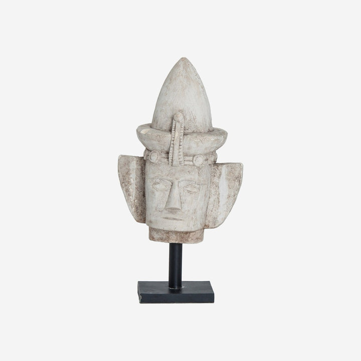 Busto decorativo de piedra y hierro en color blanco roto