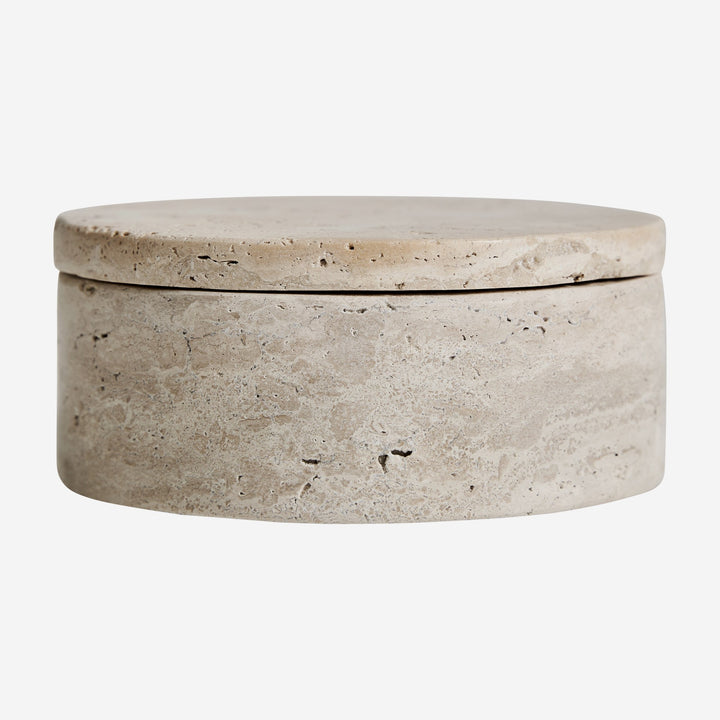 Caja de baño de travertino en color crema 13 x 6 cm