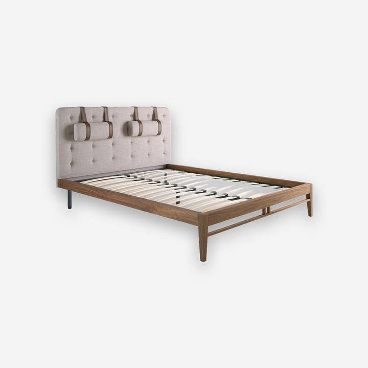 Cama capitoné tela color gris - Cama - El Workshop-Gris
