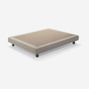 Cama estofada com cabeceira de dois painéis e estrado rígido de 16 cm – estrado