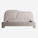Cama tapizada en poliéster en color beige jaspeado