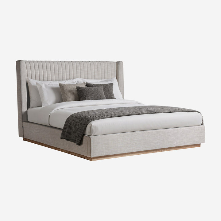 Cama tapizada en poliéster en color gris 200 x 220 x 125 cm